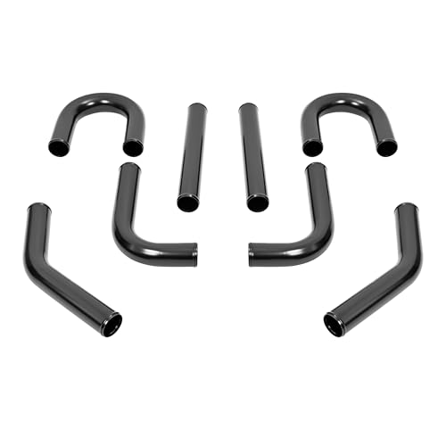 KUAFU 2.5 Inch 8PCS Universal Aluminum Intercooler Piping U-Pipe Kit & - color: Black