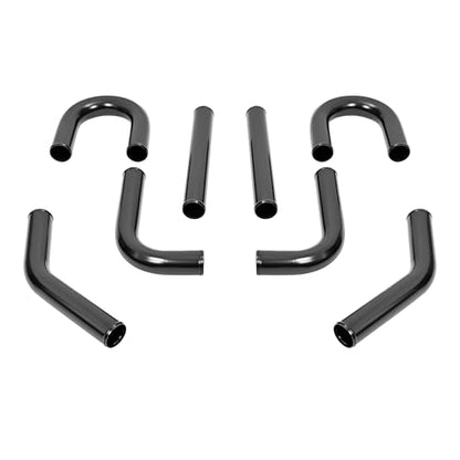 KUAFU 2.5 Inch 8PCS Universal Aluminum Intercooler Piping U-Pipe Kit & - color: Black