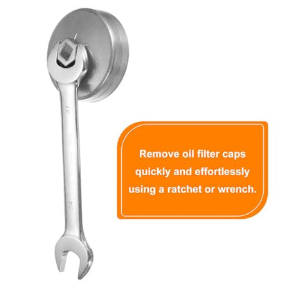 HARFINGTON 2pcs Oil Filter Cap 14 Flute 82.5x41x73mm (WxHxID) 1/2" Square - size: 14 Flute 82.5 x 41 x 73mm