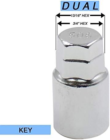 Wheel Accessories Parts 4 Locks + Key M12x1.5 12x1.5 Thread OEM Style Wheel Locks 1.5" Long Chrome Dual Hex Key 13/16" & 3/4" Hex Fits Toyota Camry | Corolla | RAV4 | Tacoma | - size: M12x1.5, style: Toyota