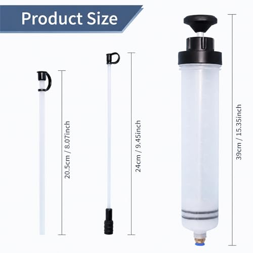 Poweka 500mL(cc) Fluid Extractor Syringe, Manual Oil Liquid Transfer Pump - size: 500ml Oil Suction Syringe