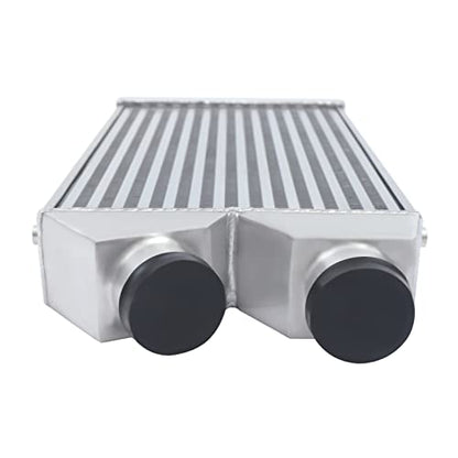 Intercooler, 24.5" x 12.5" x 3" Universal Aluminum Intercooler Kit, 2.5" O.D In/Out One Side, Front Mount Intercooler for All Cars and Trucks, Direct Replacement, Silver - size: 24.5" x 12.5" x 3"