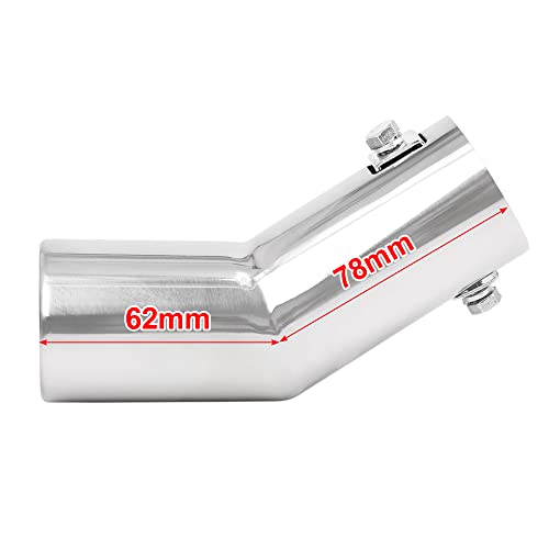 uxcell Universal Fit Diameter 0.75" -1.5" Stainless Steel Chrome Curved Exhaust Tail Muffler Tip Pipe for Vehicle
