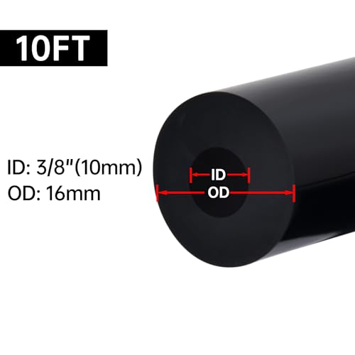 EVIL ENERGY 3/8" Silicone Vacuum Tubing Hose Line 10FT Black (10mm ID) - color: Black, size: 3/8 10FT