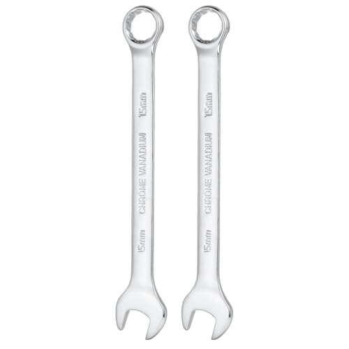 HARFINGTON 2pcs Combination Wrench 15mm Metric 12-Point Box and Open End - size: 15mm