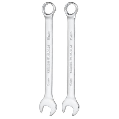 HARFINGTON 2pcs Combination Wrench 15mm Metric 12-Point Box and Open End - size: 15mm