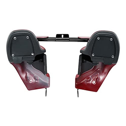 TCT-MOTORPARTS 1 1/4" Engine Guard Crash Bar & Red Lower Vented Leg Fairing Fits for Harley Road King 97-08 - color: Black Engine Crash Bar+Red Lower Fairing