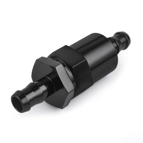 1/2" Billet Inline Fuel Filter 30 Micron Anodized Aluminum Black 2PCS - size: 1/2 in