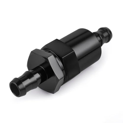 1/2" Billet Inline Fuel Filter 30 Micron Anodized Aluminum Black 2PCS - size: 1/2 in