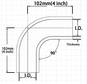 1.5"-2.5" 90 Degree ID Elbow Silicone Coupler Hose,4Ply, Reinforced Turbo/Intercooler/Intake Piping/Industrial (38-64mm) - size: 1.5" to 2.5"