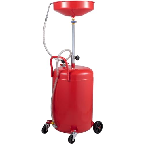 VEVOR 20-Gallon Waste Oil Drain Tank, Air Operated Portable Oil Drainer with Adjustable Funnel Height, Fluid Fuel Transfer Drainage with Wheels, Oil Change Container for Auto Repair Shops, Garages - size: 15.7 x 15.2x 65 in