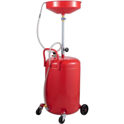 VEVOR 20-Gallon Waste Oil Drain Tank, Air Operated Portable Oil Drainer with Adjustable Funnel Height, Fluid Fuel Transfer Drainage with Wheels, Oil Change Container for Auto Repair Shops, Garages - size: 15.7 x 15.2x 65 in