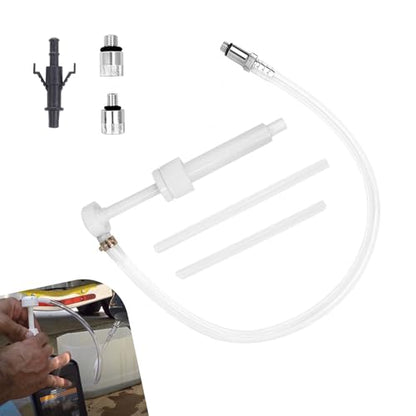 Transmission Fluid Pump Kit, Portable Durable Manual Oil Transfer Pumps with 3/8" Swivel & 8mm 10mm Adapters, 8cc Per Stroke, Universal for Cars SUVs Trucks (White)