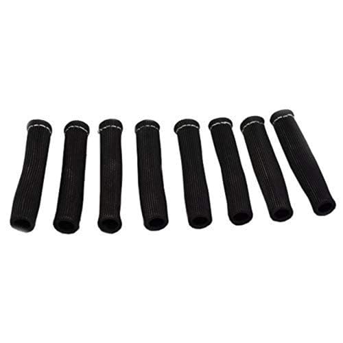A-Team Performance - Spark Plug Wire Boot Heat Shield Protector Sleeve Braided Cover - Compatible with Hot Rod and Street Rod SBC BBC SBF BBF 6" Long 8PCS BLACK