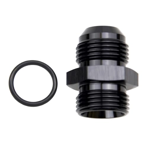 Straight Aluminum 12AN Male Flare to 12AN ORB o ring Boss Port Fuel Pump Rail Adapter Fitting, Black - color: 1 PCS, size: 12AN to 12 AN ORB