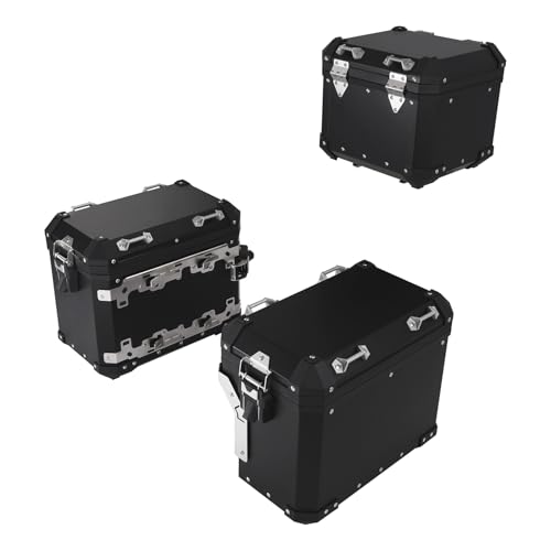 TCT-MOTORPARTS Trunk Saddlebags Pannier Side Case Luggage Bag Fits for BMW F850GS F900GS R1200GS - color: Black Saddlebags (48L)+Trunk (38L)