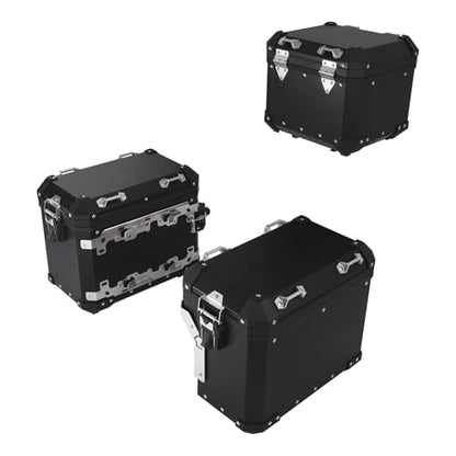 TCT-MOTORPARTS Trunk Saddlebags Pannier Side Case Luggage Bag Fits for BMW F850GS F900GS R1200GS - color: Black Saddlebags (48L)+Trunk (38L)