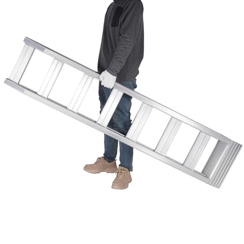 VEVOR Aluminum Ramps, 8810 lbs, Heavy-Duty Ramps with Top Hook Attaching End, Universal Loading Ramp for Motorcycle, Tractor, ATV/UTV, Trucks, Lawn Mower, 72" L x 15" W, 2Pcs - size: 8100 lbs