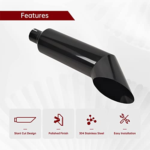 4 Inch Inlet 8 Inch Outlet Gloss Black Stainless Steel Miter Angle Cut Diesel Smoker Exhaust Stack Tip Diesel Exhaust Tip(Stack Smokers 4" ID Inlet 36" Long) - size: 4‘’Inlet 8‘’Outlet-Black