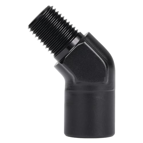 1/4 NPT Female to 1/4 NPT Male 45 Degree Fitting Adapter Coupler Union Aluminum Black - color: Black - 45 Degree, size: 1/4 NPT