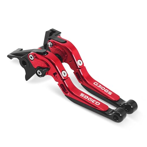 MFGZD Motorcycle Brake Clutch Levers Extendable Long CNC Compatible with BMW G310R G310GS 2017-2024 Folding Handlebars Brake Lever and Clutch Lever Modified Parts (Red, G310GS) - style: G310GS Red