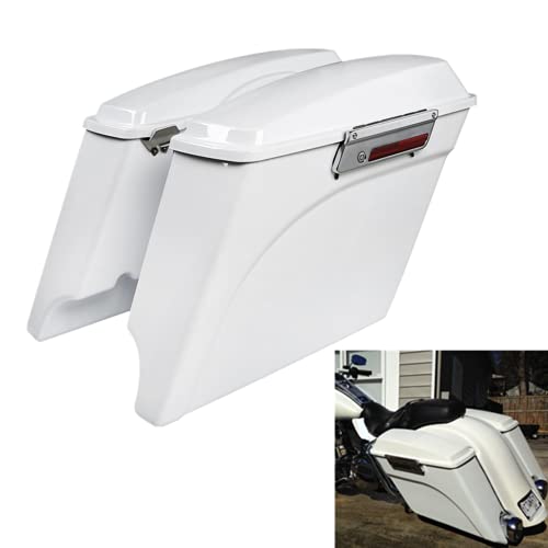 TCMT 5" Stretched Extended Hard Saddle Bags W/Conversion BracketsFit For Harley Softail Heritage Deluxe Models 1984-2017 (except for Deuce Model Softail Slim models) - color: Black Conversion Brackets, size: Style B White