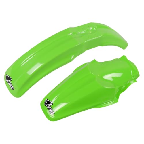 UFO PLAST Front/Rear Fender Kit - Replacement Dirt Bike Front and Rear Mud Guard - Compatible with Kawasaki KX100 1995-2013/KX85 2001-2013/KX80 1991-2000 - KA02757#026/KA03715@026