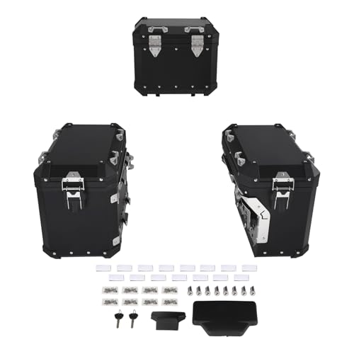 TCT-MOTORPARTS Trunk Saddlebags Pannier Side Case Luggage Bag Fits for BMW F850GS F900GS R1200GS - color: Black Saddlebags (48L)+Trunk (38L)
