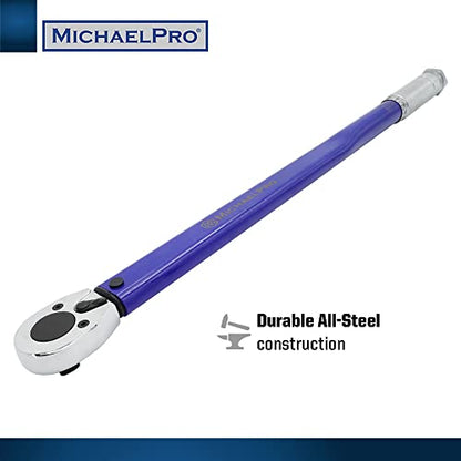 MichaelPro 1/2-Inch Drive Click Torque Wrench, 25–250 ft-lb (33.9–339 Nm), Heavy Duty Manual Adjustable Torque Wrench for Automotive & Industrial Use, Dual Scale, Durable Ratchet Head | MP001221