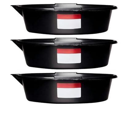 (3 Pack) 7-Quart Automotive Drain Pan with Built-in Scale and Spout, Leakproof Heavy Duty Oil Catch Pan, Anti-Splash Fluid Tray for Car, Motorcycle, Garage Auto Repair Maintenance
