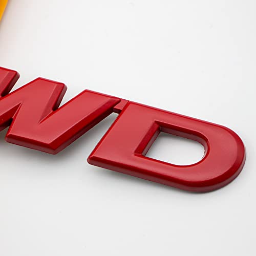 Chrome 3D Metal Large AWD Logo 4x4 Emblem All Wheel Drive Badge Off Road Sticker Racing SUV Decal (Red) - color: Red