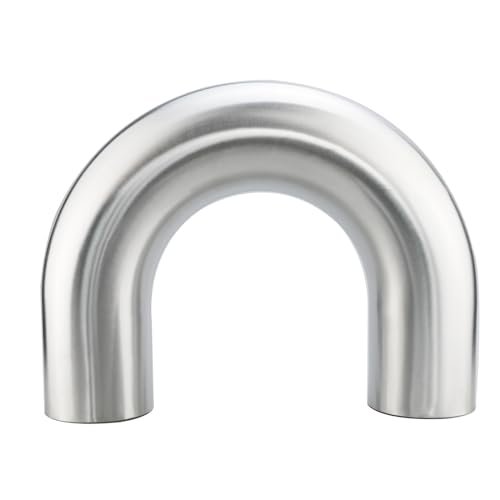 102mm (4") OD 180 Degree Elbow 4 Inch Aluminum Intercooler Pipe Air Intake Tube, 1D Radius, Center to Center Distance 8" (203mm), Brushed Finish - color: 180 Degree, size: OD 4" (102mm)