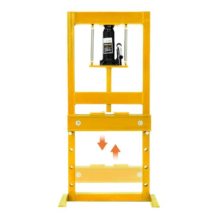 6 Ton Hydraulic Shop Press, H-Frame Heavy-Duty Garage Floor Press with 2 Press Plates, Adjustable Height Work Table, Ideal for Automotive Repair, Metalworking & Bearing Installation