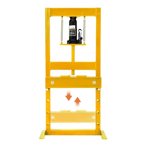 6 Ton Hydraulic Shop Press, H-Frame Heavy-Duty Garage Floor Press with 2 Press Plates, Adjustable Height Work Table, Ideal for Automotive Repair, Metalworking & Bearing Installation