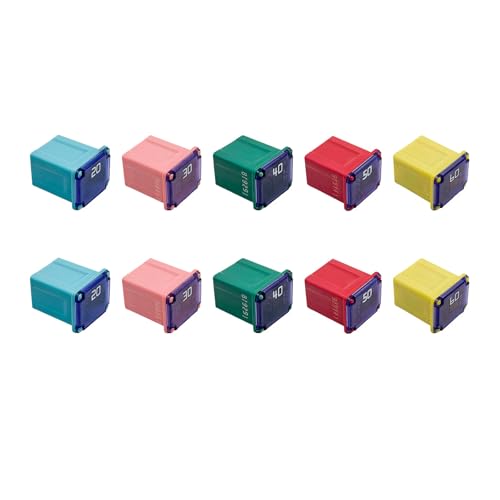 10 PCS Car Square Fuse, Vehicle Micro Cartridge Fuses, Auto Fuse Low Profile Box Shaped Kit 20A 30A 40A 50A 60A for Car, SUV, RV, Truck and Other, Car Accessories (Low) - color: Low