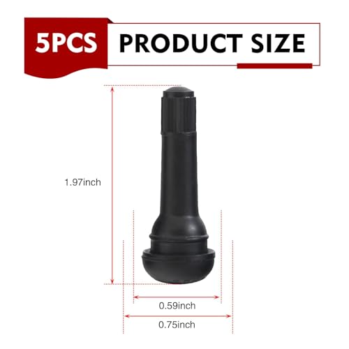 5 PCS Rubber Snap-In Tire Valve Stem, Durable TR414 Tubeless Valve Core Replacement, Universal Automotive Tire Valve Stem for Cars & Motorcycles - size: TR414