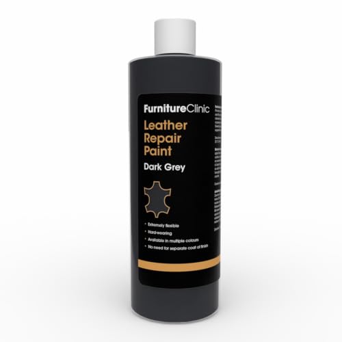 Furniture Clinic Leather Repair Paint, Color and Finish, Dark Grey - color: Dark Grey, size: 500ml / 17oz