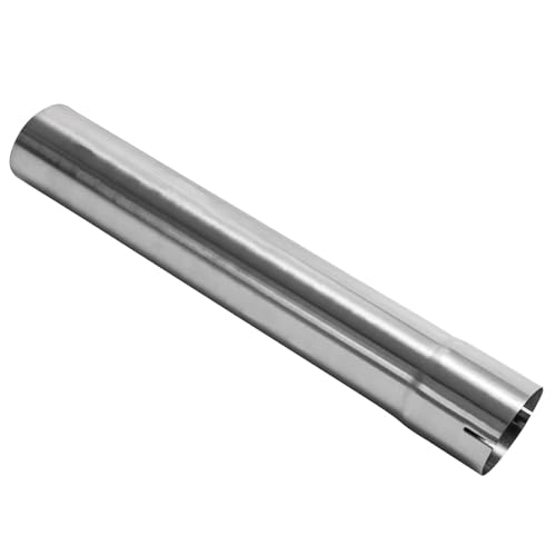 2.75 Inch Exhaust Pipe, T304 Stainless Steel (SS Tubo), Flared Slotted, Polished Finish, Tailpipe 17.3” L, 2 3/4” OD to ID Adapter, Straight Tubing - size: QK2.75-17.3