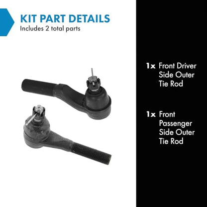 TRQ Front Outer Tie Rod Set 2 Piece - style: PSA30324