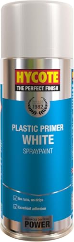 Hycote White Plastic Primer Spray Paint For All Plastic Surfaces, PVC, Vinyl & Resin, Fast Drying Smooth Base Coat for Improved Paint Adhesion, 13.5 Oz - color: White Plastic Primer, size: 13.5 Ounce (Pack of 1)