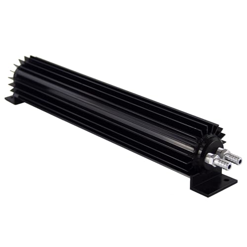 Universal 15'' Aluminum Dual Pass Finned Transmission Oil Cooler W/Fittings Black - color: Black, size: 15''