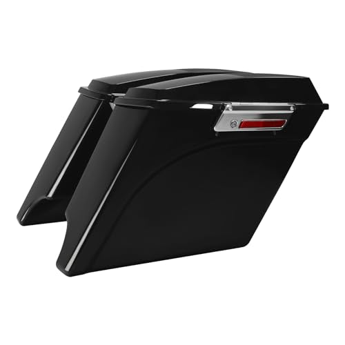 TCMT Vivid Black 5" Stretched Saddlebags 6X9 Speaker Lid Fits For Harley Touring Models CVO Road Glide Road King Street Glide Electra Glide Ultra Classic 1994-2013 - color: Vivid Black Chrome Latches(6x9 Speaker Lid)