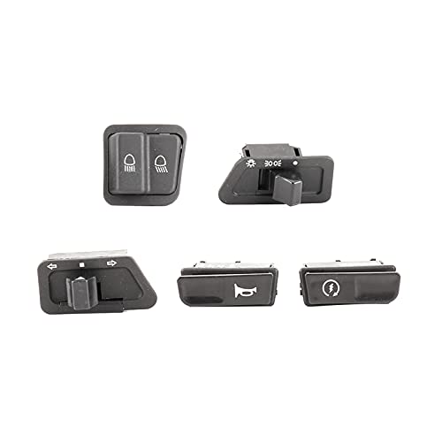 Acouto Motorcycle Switch Button Kit - 5pcs Plastic - Push Button - Black - Manual - Fit for GY6