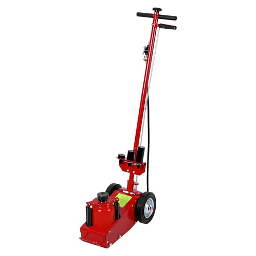 Garvee 35 Ton Air Hydraulic Floor Jack, 77,000 LBS Capacity Heavy Duty Truck Jack for Trucks & Tractors, Low Profile 10 Inch, Dual Power Air/Manual Hydraulic, 4 Adapters & Adjustable Handle - color: Red, size: 35 Ton