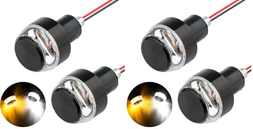 Linkstyle 2PCS Motorcycle Turn Signal Light, 12 LEDs Turn Signal Indicator Lamp, Amber White Front Handlebar End Light for 12V Scooter Sportster Cruiser Motorbike (Pack of 2) - size: 1.81*0.72 Inch (Pack of 2)