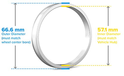 StanceMagic Aluminum Hubcentric Rings 66.6mm to 57.1mm, Pack of 4 - size: 57.1mm ID to 66.6mm OD