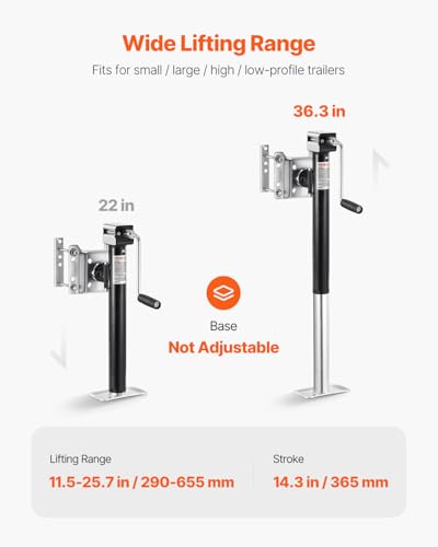 VEVOR 5000 lbs Dynamic Load Capacity, Heavy Duty Swivel Bolt-on Trailer Jack, 14.3" Lift Trailer Jack Stand with Handle for RV, Horse, Utility, and Yacht Trailers - size: 5000lbs