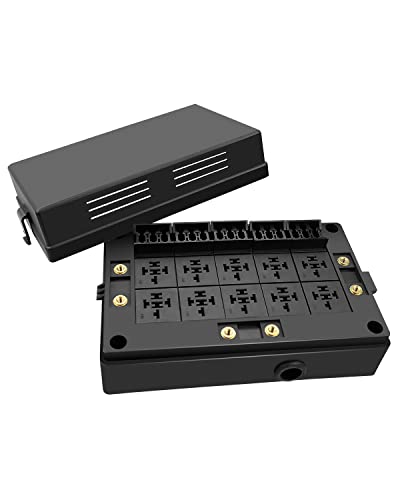 12V Fuse Relay Box with 15 Fuse Slots & 10 Relay Slots for 4/5 Pin - size: Only Box & Terminals