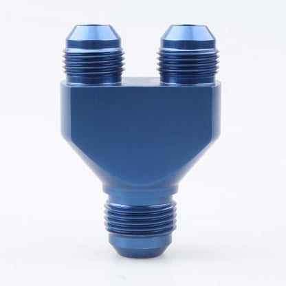 AC PERFORMANCE -10 AN In to -8 AN Out Y Block Splitter Fuel Fitting Aluminum Blue - color: Blue, size: 10AN to 2 x 8AN