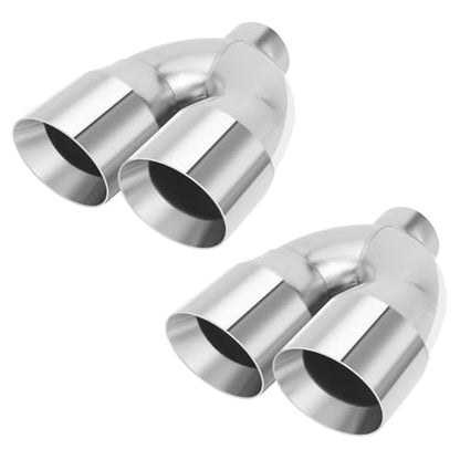 LCGP 2.5 Inch Dual Exhaust Tip, 2.5" Inlet 4" Outlet 9.5" Length, Polished Stainless Exhaust Tip, Double Wall Weld-on Angle Cut, Tailpipe for Car Truck, 2PCS - size: 2.5x4x9.5 inch, style: Polished